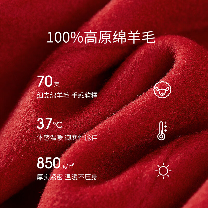 Shandubila New Year Red Long 100% Wool Coat Women's Winter Women's Waist Slimming Double-sided Woolen Commuting Coat