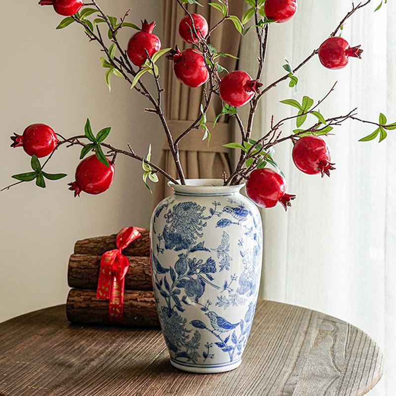 Jiuqiangu ceramic vase light luxury high-end water culture container new house moving gift ornament flower and bird style large size 1067