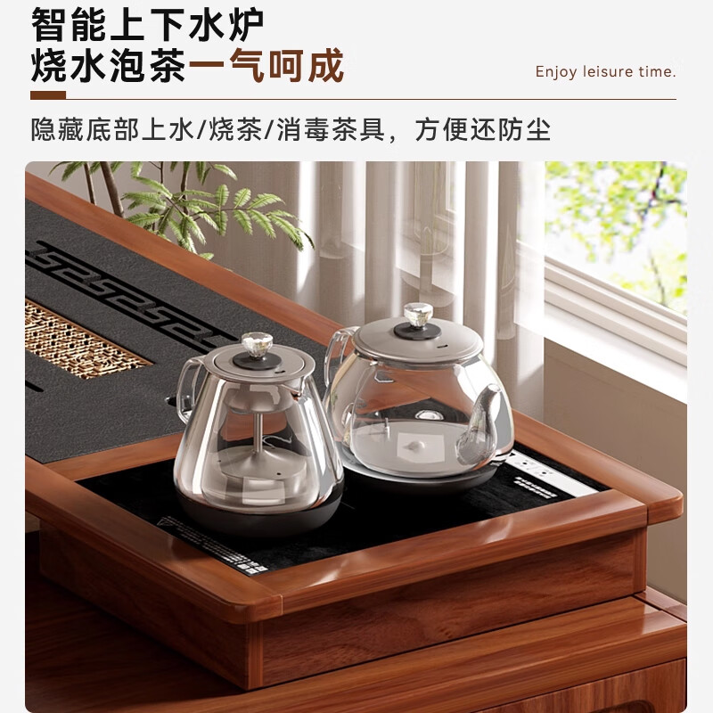 Blue and black black and white mobile tea table tea table kettle integrated home balcony tea cart rotatable tea table coffee table sofa side table