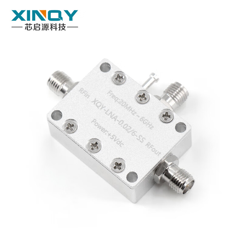 XINQY Xinqiyuan SMA low noise amplifier LNA high linearity 40dB gain 0.02-6G/10G front RF signal compensation LNA-0.02/6-SS (12V, SMA power supply)