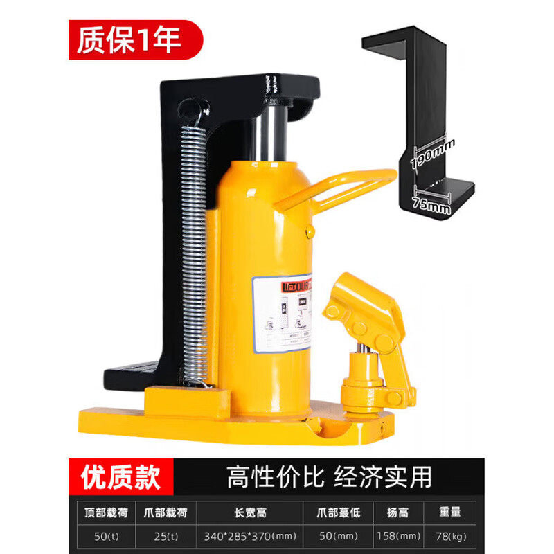 Hejian Gong vertical jack duckbill type small hook type hydraulic lifting machine low oil pressure 10t 20T 30 tons type_top 50T claw 25T_high