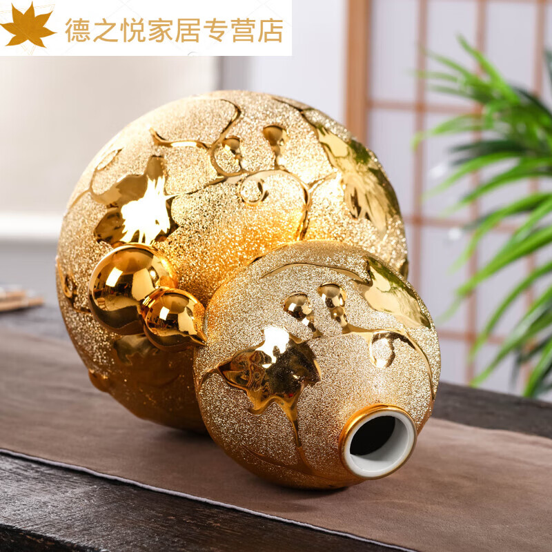 Junmo wine bottle household wine jar 1/3/5/10 catties Jingdezhen gold empty jug retro wine bottle 3 catties gold 1 catties gold gourd