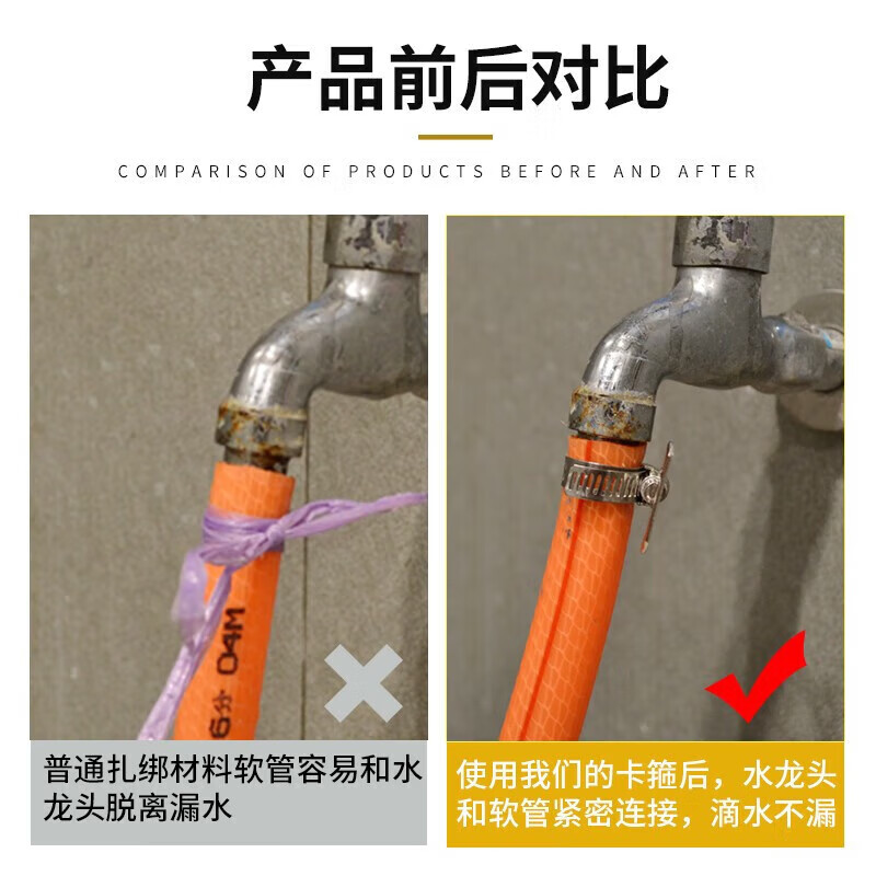 Yongli Shang 201 stainless steel handle type hoop clamp gas pipeline fixed joint hand-tight hose clamp water pipe tight clamp buckle fire-proof rust-resistant and wear-resistant 25-38mm 5 pieces