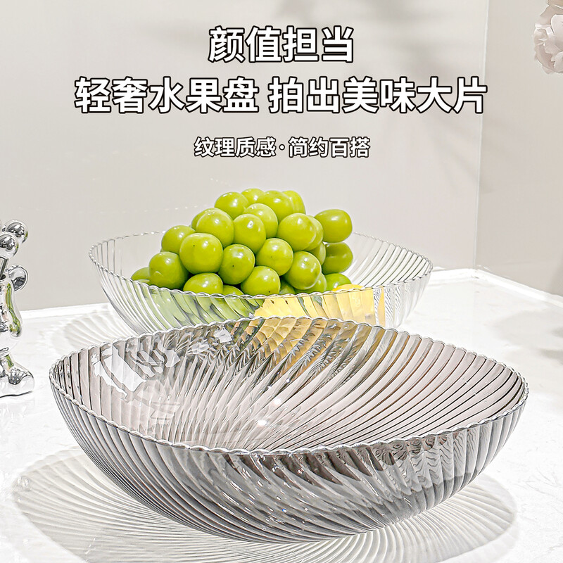 Licheers fruit plate living room high-end snack melon seed plate household fruit plate tray high appearance transparent mixed color 2 pack