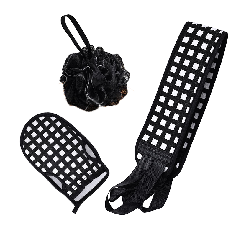 Jingxun bath towel pulls the back strip and rubs the back of the towel for bathing, strong long bath towel for back bathing, plaid 3-piece set