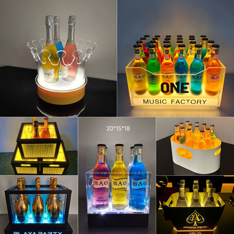 Fantasy Bar Luminous Beer Frame Luminous Ice Bucket Champagne Bucket Nightclub Ice Pattern Cocktail Bucket 24 Pack Ice Pattern Ingot Bucket