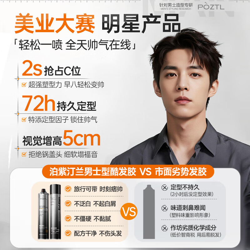 Pozitinlan men's hairspray hair cologne fragrance styling spray fluffy styling dry glue 420ml long-lasting quick-drying hair spray