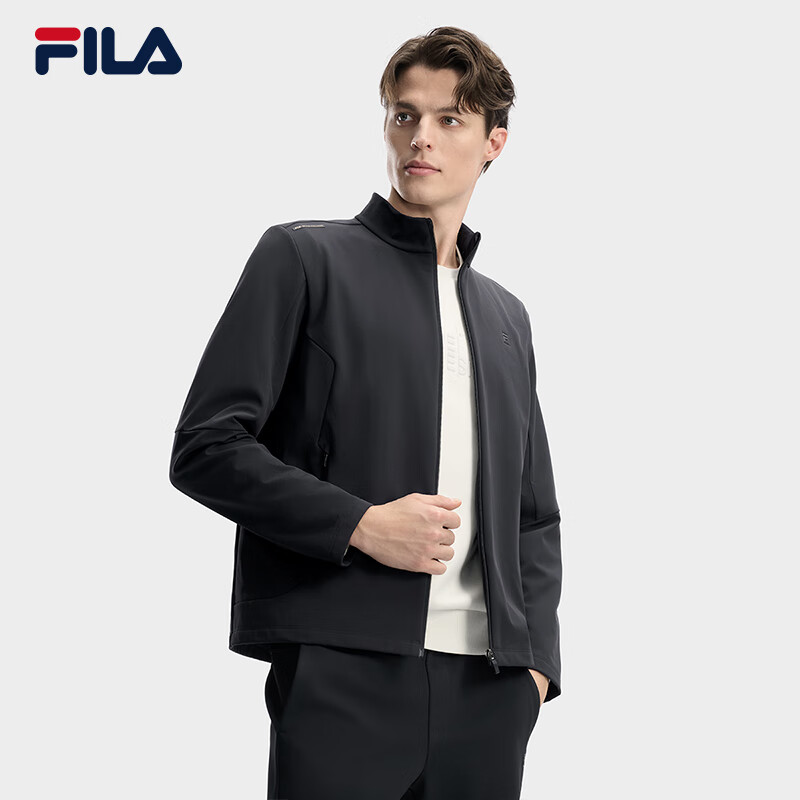 FILA Official Men's Woven Jacket 2026 Spring New Simple Casual Plus Velvet Warm Stand Collar Jacket Men Legend Blue-NV L 175/96A/L