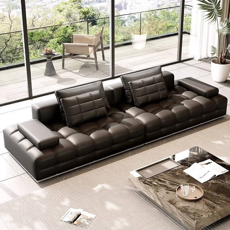 Sanskrit genuine Lawrence leather sofa living room villa large first layer cowhide sofa living room 2025 new style