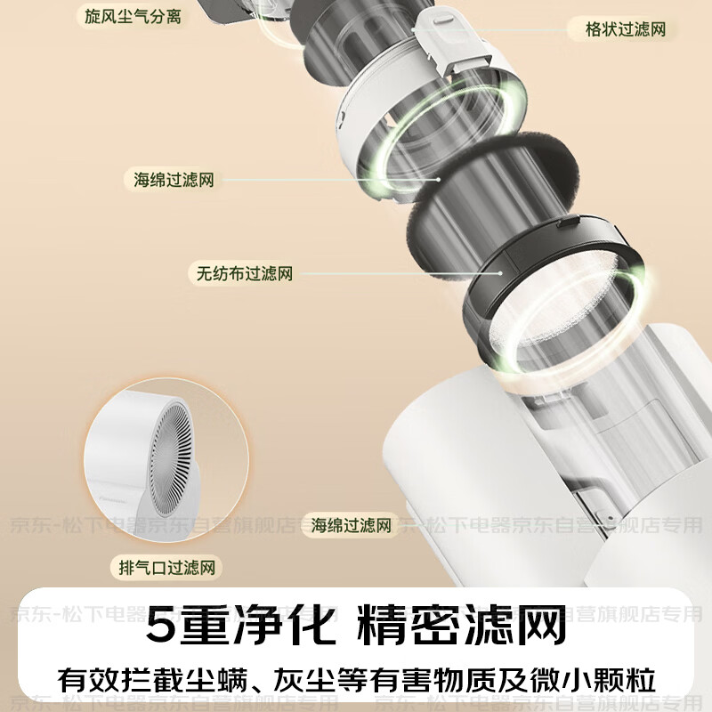 Panasonic cleaning artifact, mite removal instrument, bed treasure, all-in-one machine that absorbs cat hair and removes mites, bed vacuum cleaner, large suction, ultraviolet sterilization, heat drying, dehumidification, group purchase gift MC-DC5W