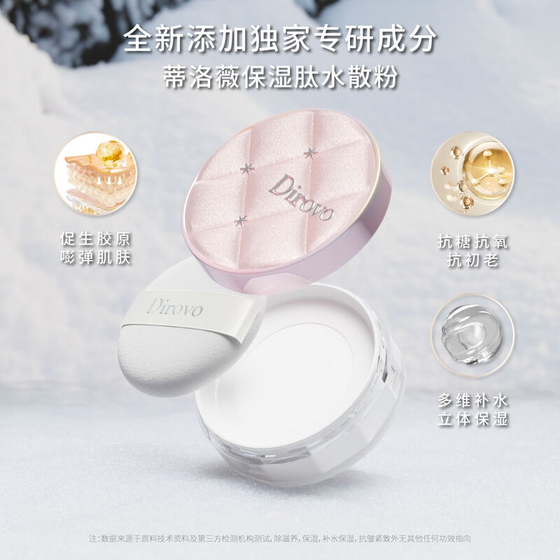 Tilowey's new winter product, water-activated peptide cloud water loose powder, moisturizing 24H long-lasting makeup, oil control and setting powder 8g powder