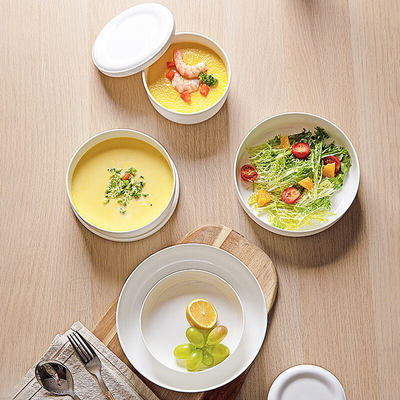 Modern housewife ceramic steamed egg bowl with lid, household egg custard and bird's nest cup, water-proof stew pot, soup cup, pure white stew pot, 4-inch water-proof stew bowl