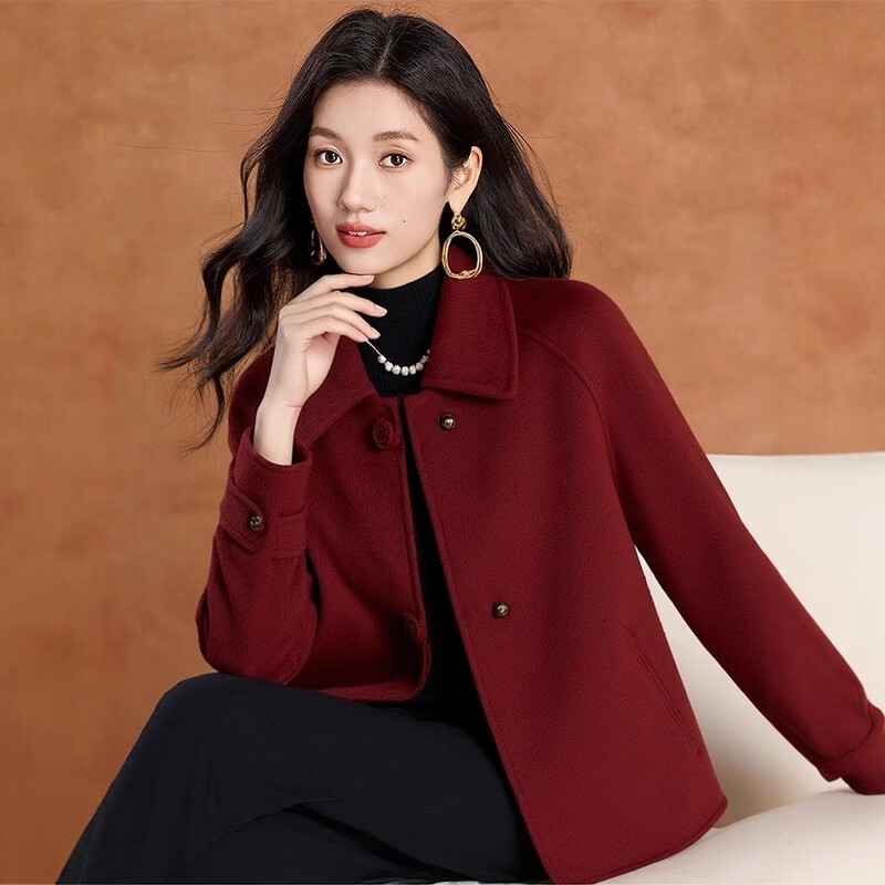 Kebel's high-end national style wool coat for women 2025 new autumn and winter double-sided woolen temperament slim and small coat XL