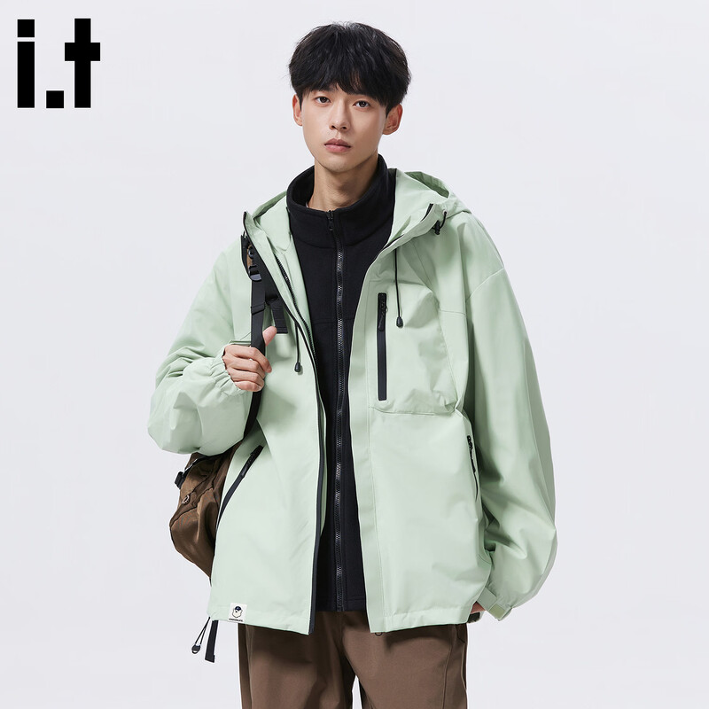 CHOCOOLATEit trendy outdoor polar fleece jacket men's winter warm three-in-one loose casual jacket mint green 2XL