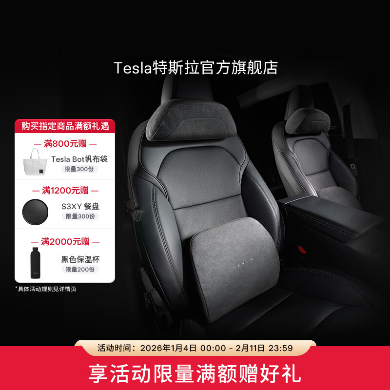 Tesla (Tesla) Official Model 3/Model Y/Model Y L Headrest and Lumbar Support Combination Set Pillow Cushion Neck Pillow Headrest*1+lumbar*1