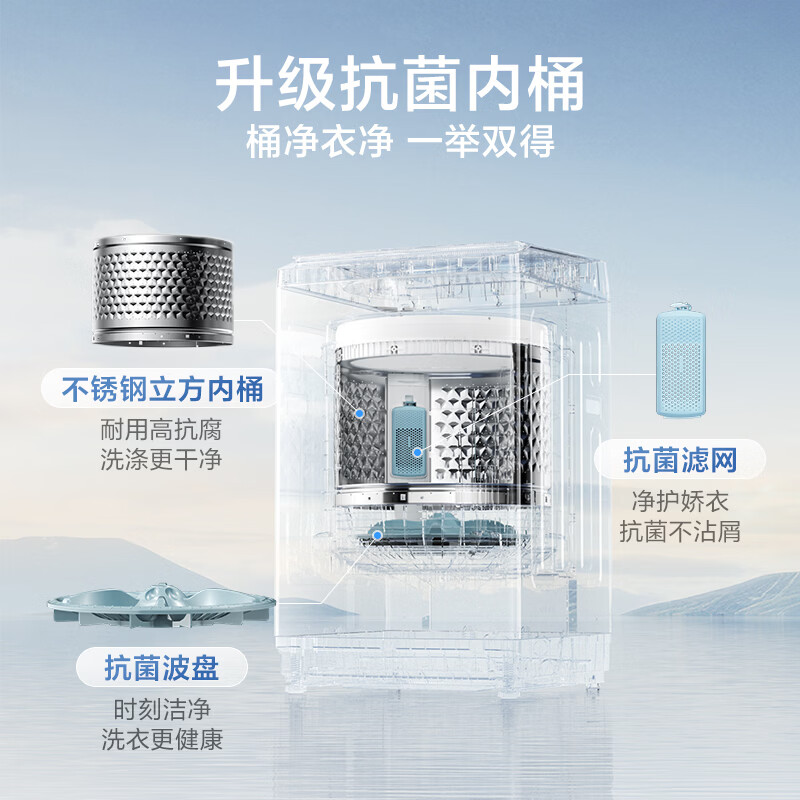LittleSwan pulsator washing machine small fully automatic household 8KG old-for-new state subsidy TB8V28T JD.com self-operated first-class energy efficiency dormitory rental tool