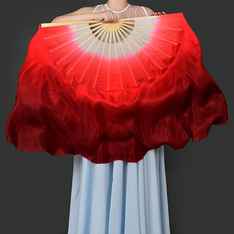 Duweck dance fan wine red Wanjiang imitation silk large double-sided dark red Yangko classical dance fan square dance 40cm