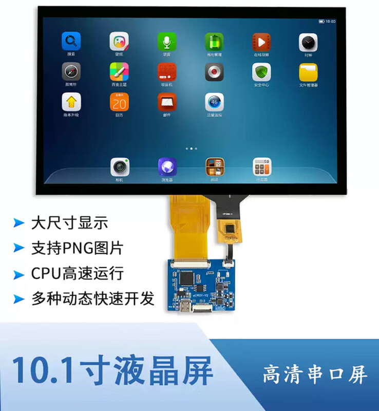 Weiyiyou 10.1-inch TFT LCD display LCD color screen universal RGB interface IPS full-view serial screen 1024*600 adapter board 50PIN to 40PIN