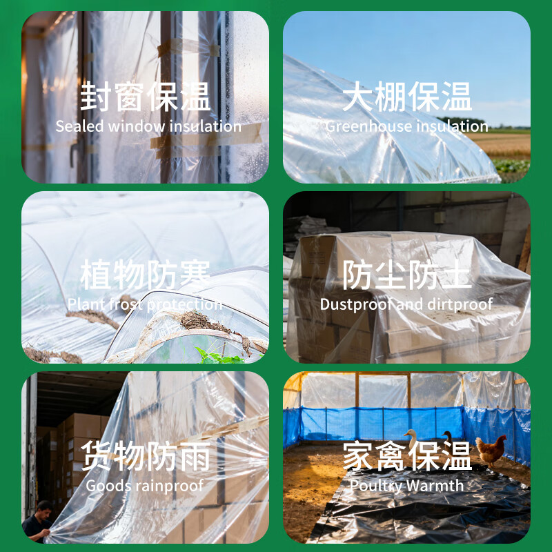 Mandelai plastic film transparent greenhouse plastic cloth waterproof film window windproof warm film seal window windshield artifact thickened dustproof cover cloth protective film mulch film 2*5 meters