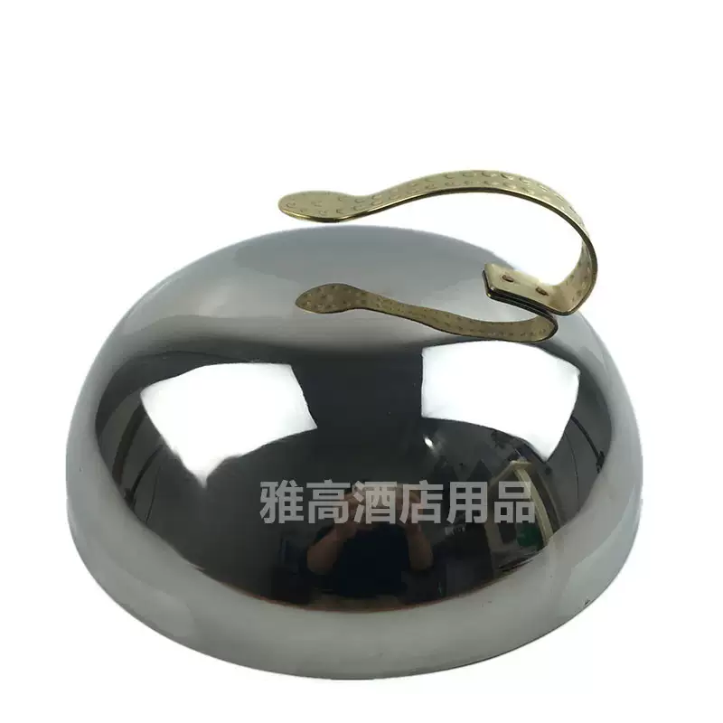 Yusenyi iron plate cover round cover stainless steel bare copper cap cover French Teppanyaki steak cover Japanese and Korean cuisine barbecue plate cover 28cm brass concave spot