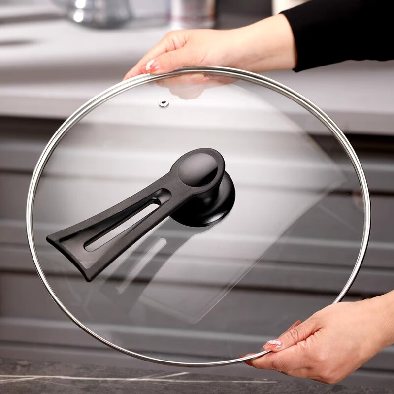 Yuanlong universal transparent tempered glass pot lid household stand-up handle lid 32CM high temperature resistant wok steamer 18#