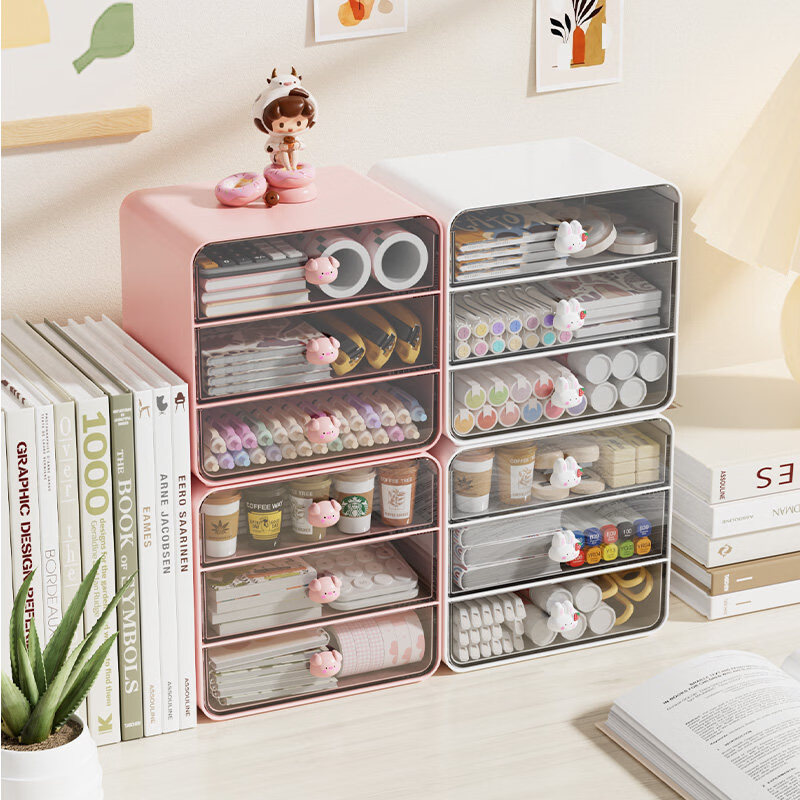 Jiacube thickened desktop cosmetics storage box jewelry storage box desk stationery box dormitory artifact drawer type