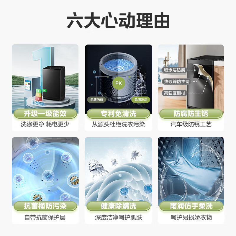 Midea washing machine pulsator fully automatic 10kg large capacity patented no-clean anti-corrosion and anti-rust cubic inner barrel first-class energy efficiency antibacterial pulsator MB10V37T price guarantee 618