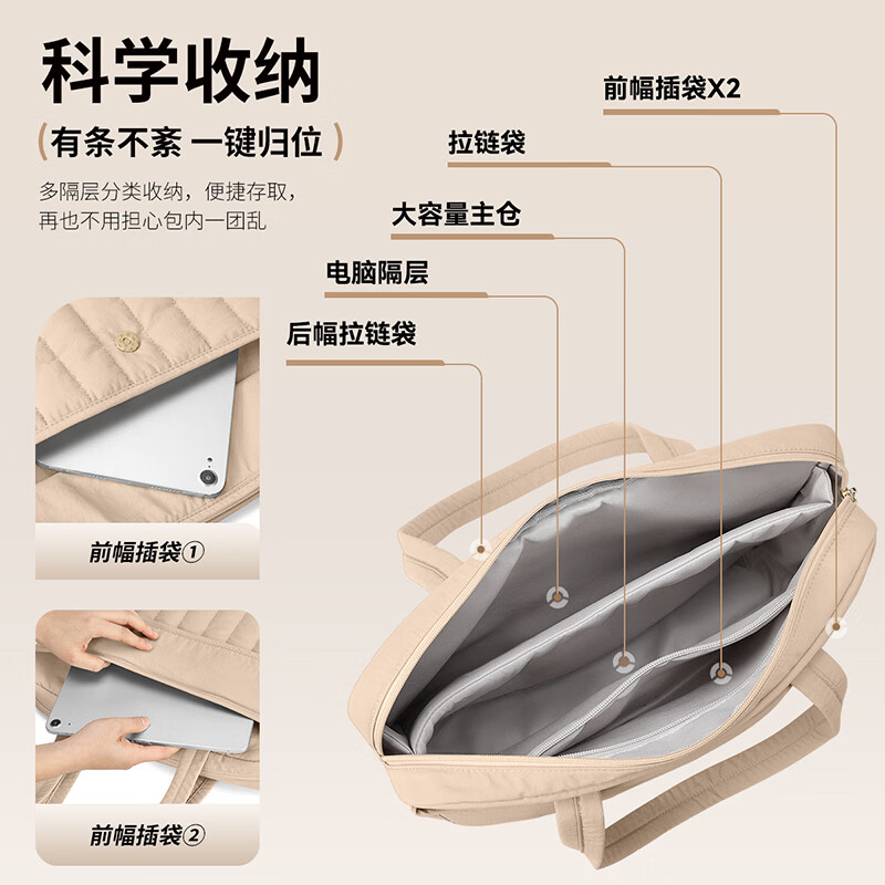 POLO women's laptop bag 14-inch laptop bag liner bag business briefcase shoulder tote bag for women