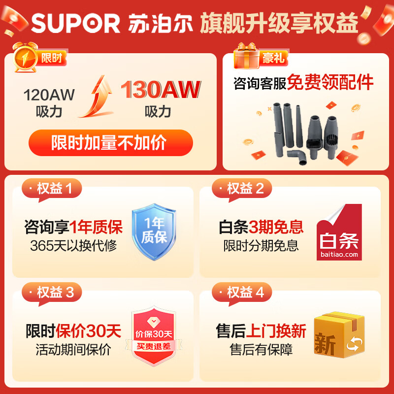 SUPOR New Year's gift bucket vacuum cleaner household high-power land reclamation cleaning special strong high-suction industrial dry and wet blowing vacuum cleaner 15L large capacity 70S