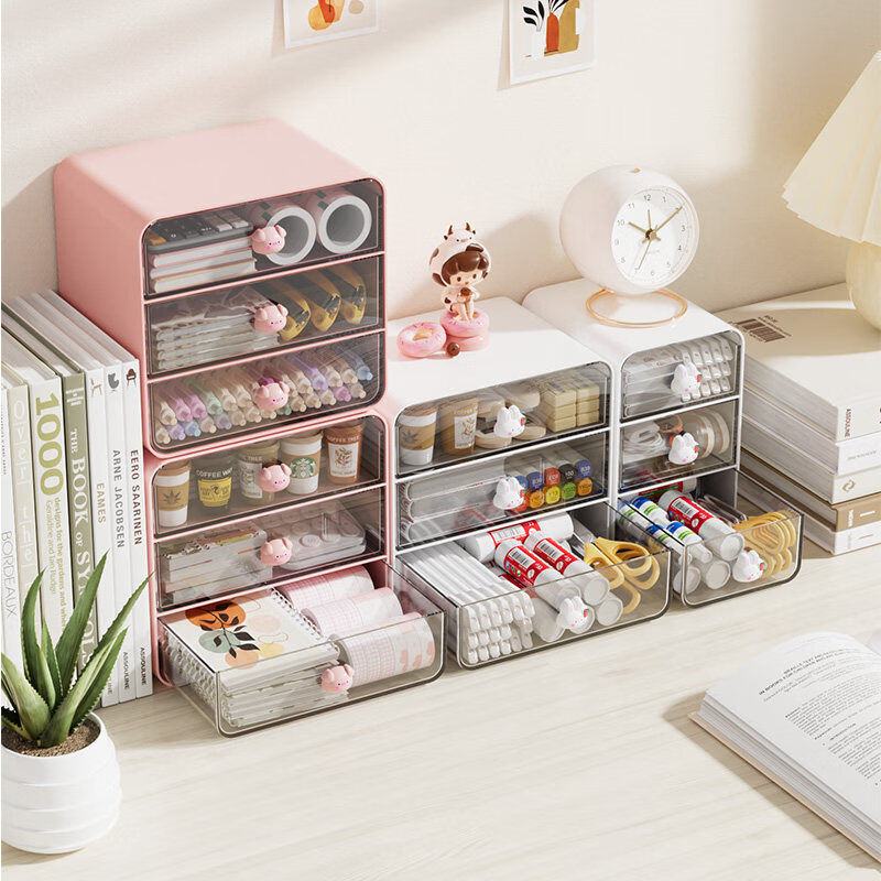 Jiacube thickened desktop cosmetics storage box jewelry storage box desk stationery box dormitory artifact drawer type