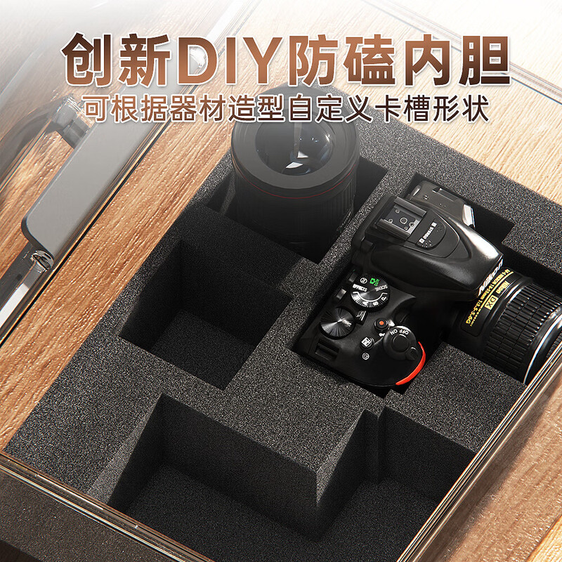 Camera moisture-proof box, camera special storage box, lens desiccant, moisture-proof sealed storage box, electronic moisture-absorbing card, photographic equipment cabinet, mirrorless digital camera dust-proof box, extra-large XL moisture-proof box + anti-bump liner, free moisture-absorbing box + temperature and hygrometer