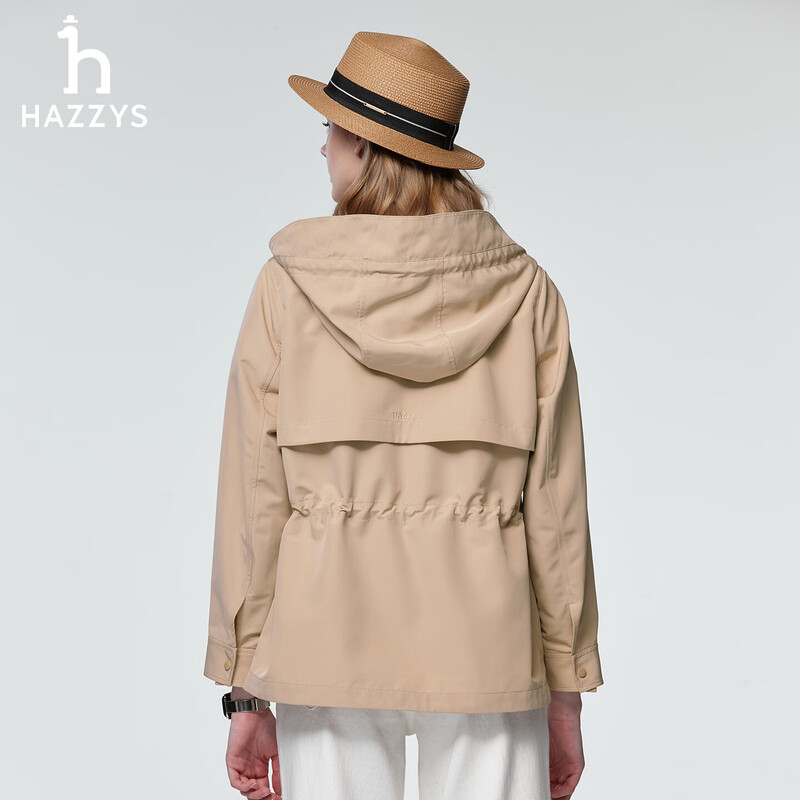 HAZZYS Women's Spring Jacket PHIZ Series Removable Hood Waist Jacket Women ASVSU0DAX05