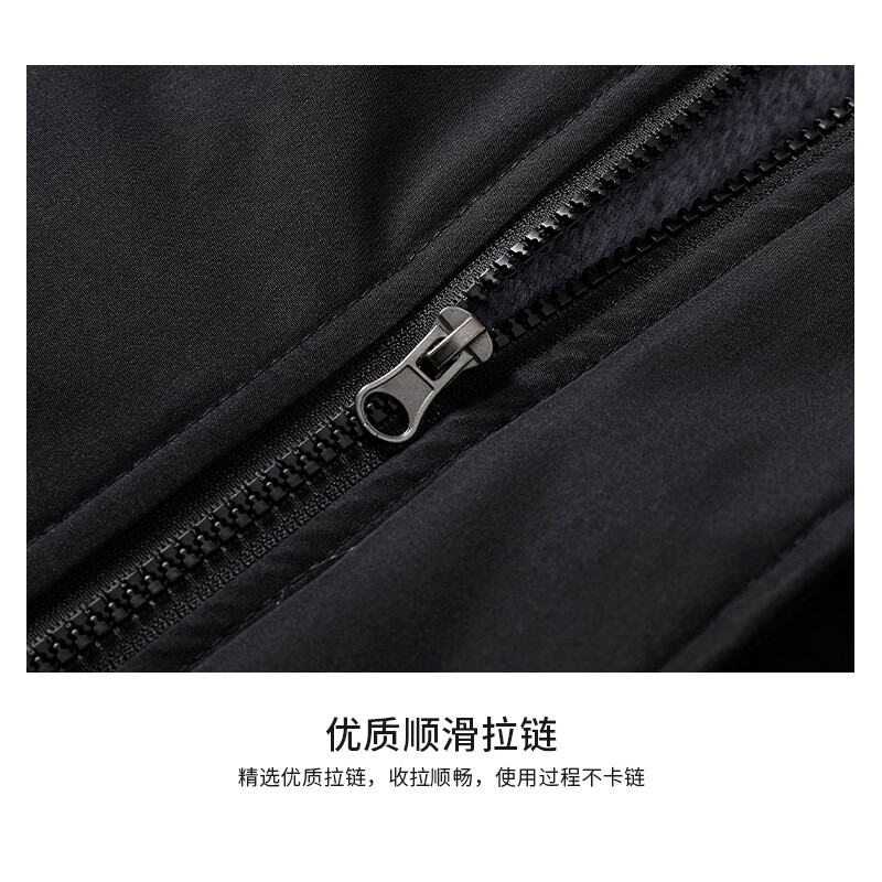 JEEP SPIRIT Jeep Jacket Men's Autumn and Winter Jacket Plus Velvet Thickened Windproof and Waterproof Jacket Black 3XL