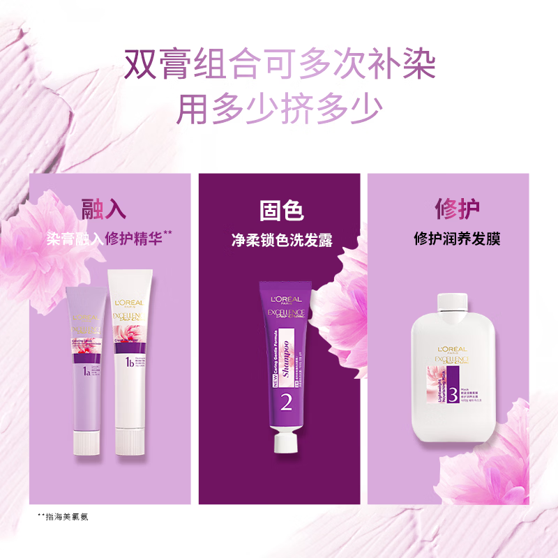 L'Oreal Zhuoyun Cream Special Double Cream Hair Dye Cream #2 Natural Black Brown Hair Dye Hair Dye Cream is re-dyed in batches to cover whitening.