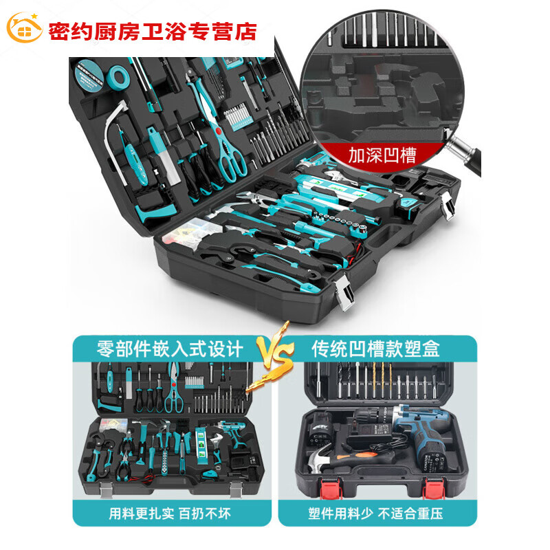 Junmo household vehicle tool combination set hardware electrician repair tool box complete set 9-piece hand tool set