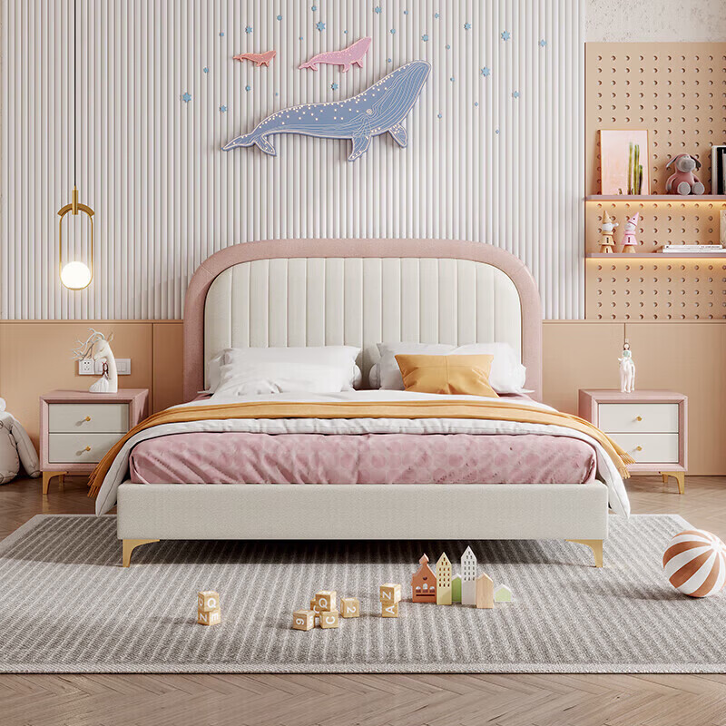 Sanskrit children's bed boy's bed 1.5m small apartment simple Guangdong Foshan children's room girl's bed 1.35m single bed