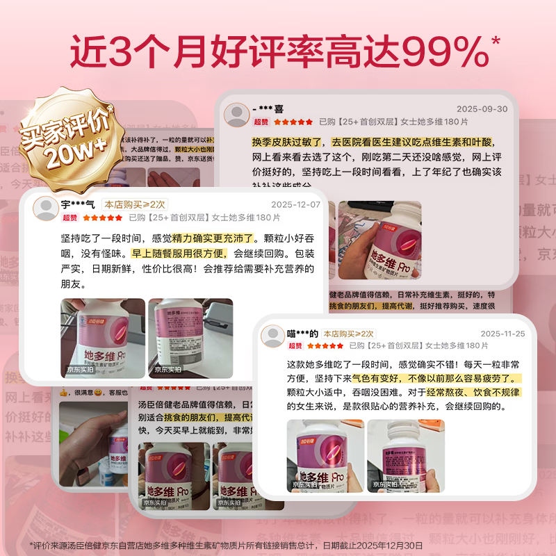 Tomson By-Health her multi-dimensional double-layer tablets women's multi-vitamin B vitamin d3 supplement iron folic acid nicotinamide 180 tablets