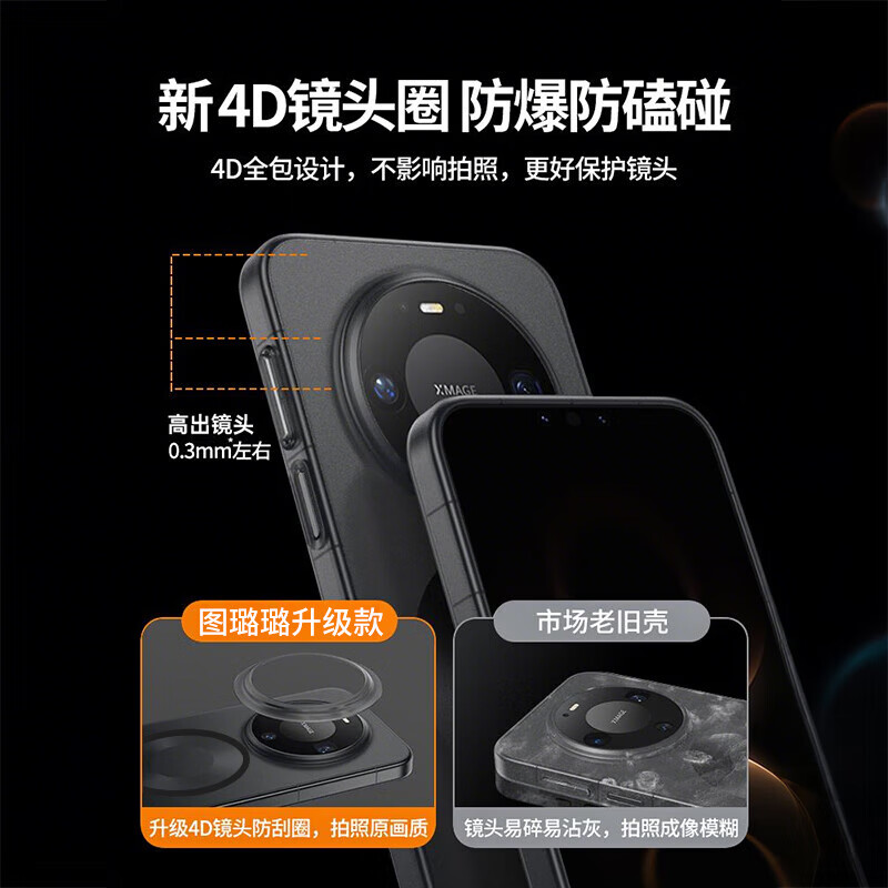 Tu Lulu Suitable for Huawei mate80promax mobile phone case magnetic suction new mate70air ultra-thin matte 70Pro+transparent mate60 all-inclusive pro anti-fall protective cover simple magnetic suction upgrade model transparent sand black ultra-thin heat dissipation-non-stick fingerprints mate70Pro+ (spot goods shipped in seconds) free Kunlun film