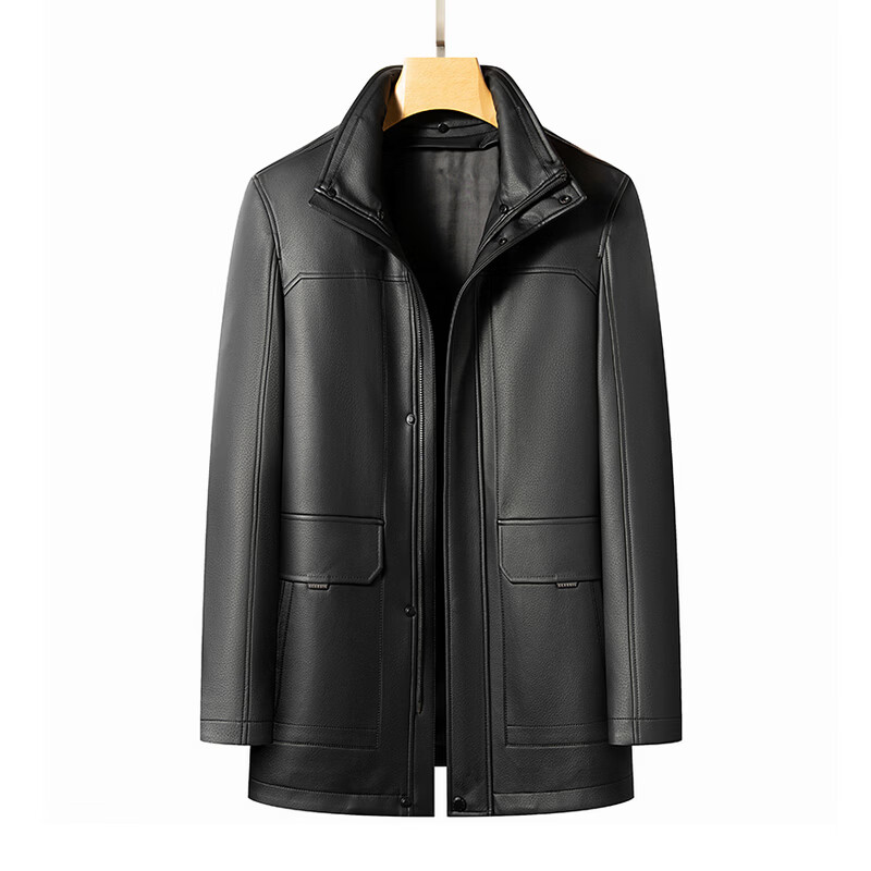 Yalu Genuine Leather Jacket Men's Medium and Long 2025 New Living Face Mink Velvet Liner Fur Collar Middle-aged and Elderly Leather Jacket