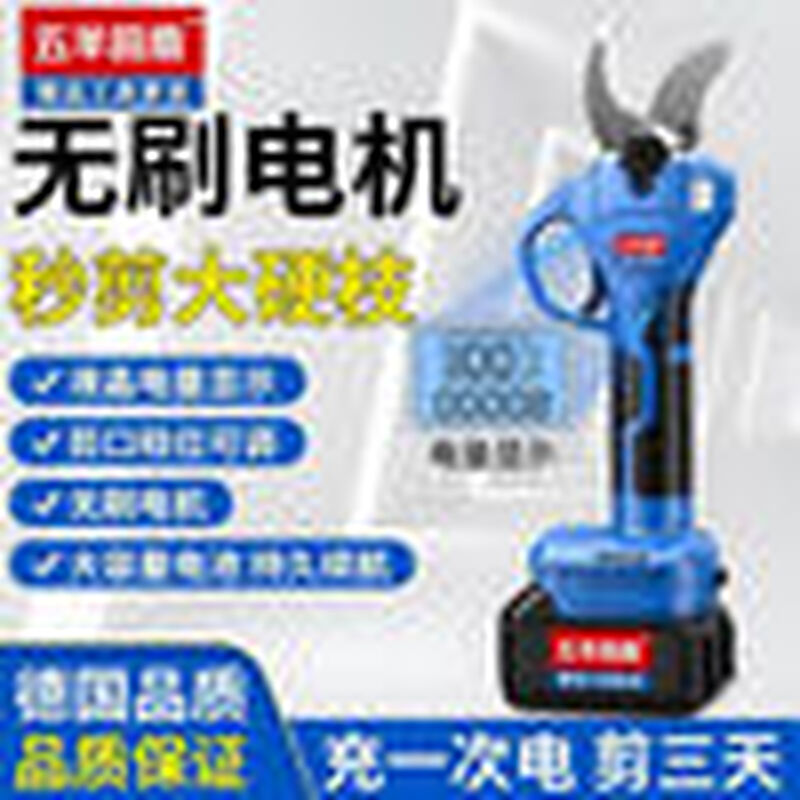 Haodongcheng brand electric scissors, powerful garden fruit trees and orchardists, rechargeable pruning shears, lithium-ion branch cutting electric shears, pruning scissors, dual batteries 5.0 cm, free luxury plastic box gift