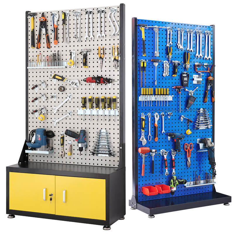 Chitu New Tool Rack Organizer Material Rack Factory Workshop Metal Perforated Board with Base Cabinet Shelf Hanging Plate Hardware Display Rack Base Cabinet Tool Rack-Blue