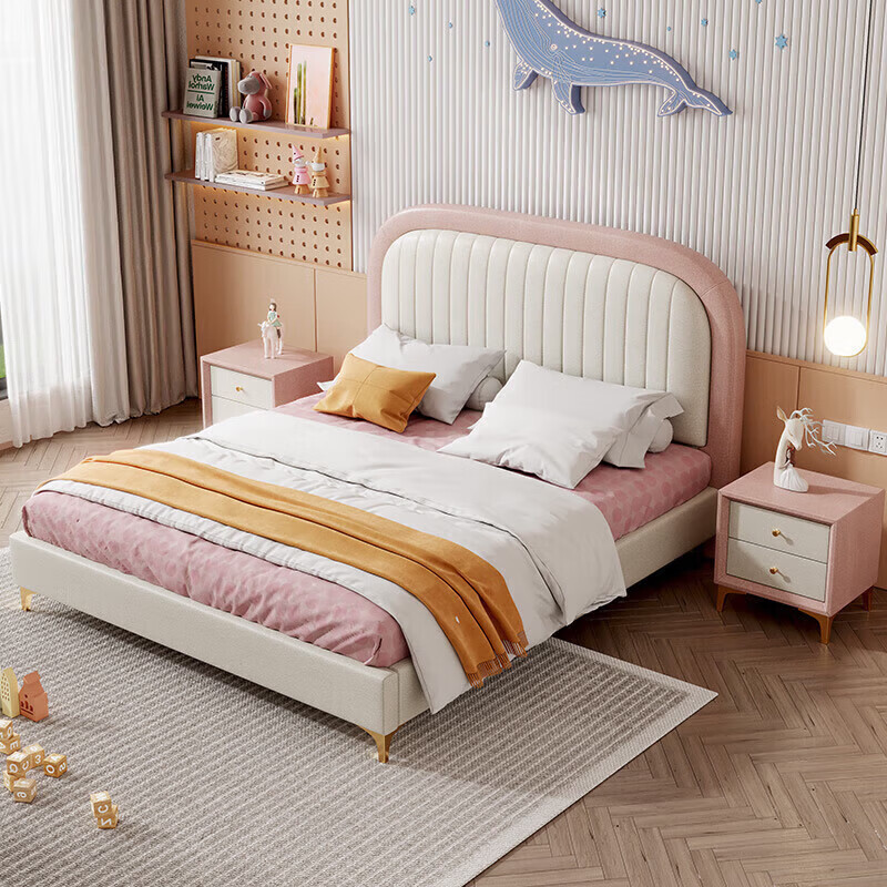 Sanskrit children's bed boy's bed 1.5m small apartment simple Guangdong Foshan children's room girl's bed 1.35m single bed