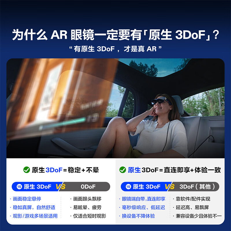 XREAL 1S smart AR glasses, world premiere, native 2D to 3D conversion, 3DoF space hovering, 500, portable giant screen, 52-degree FOV, non-AI translation VR glasses for movie viewing