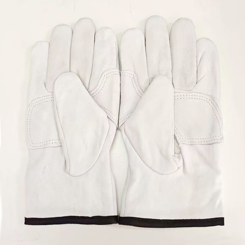 Pinzhide welding gloves, special anti-scalding, heat-insulating, wear-resistant and high-temperature-resistant labor protection gloves for welders, sheepskin Velcro style, white Velcro style
