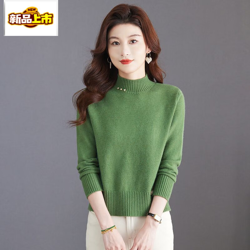 Chu Jing Cardigan Women's Half Turtleneck Sweater Small Short High Waist Bottoming Sweater Autumn and Winter Style Skirt Sweater Red XL (Recommended 118-128 catties)