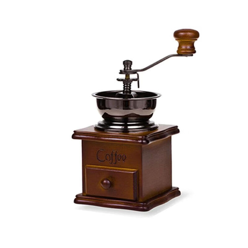 Tuojin classic hand-cranked solid wood grinder ceramic core coffee bean grinder grinder coffee machine mini home log grinder comes with ordinary brush