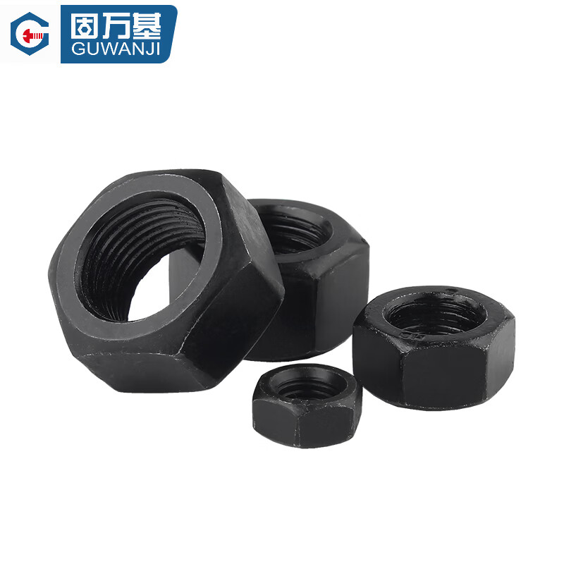 Guwanji 8.8 grade fine thread nut collection, high strength filament nut, fine thread hexagonal nut, national standard fastener collection, black fine thread grade 8.8 M18x1.5 5 pieces