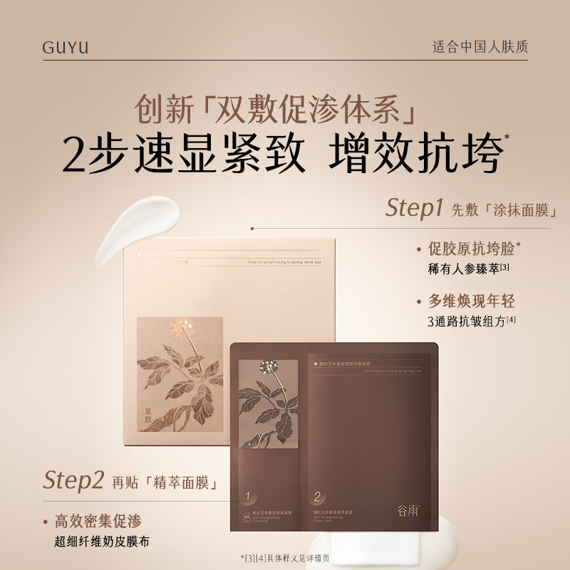 Guyu Mountain Ginseng Milk Skin Mask 5 pieces/box*4 firming and lightening lines, hydrating and moisturizing, staying up late, repairing skin care products, New Year's gift