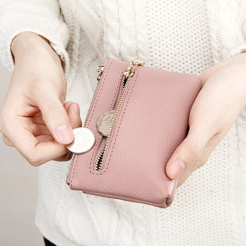 ZORESS Coin Purse Women's Mini Card Holder Key Bag Zipper Short Cowhide Small Wallet Lightweight Genuine Leather Clutch Green