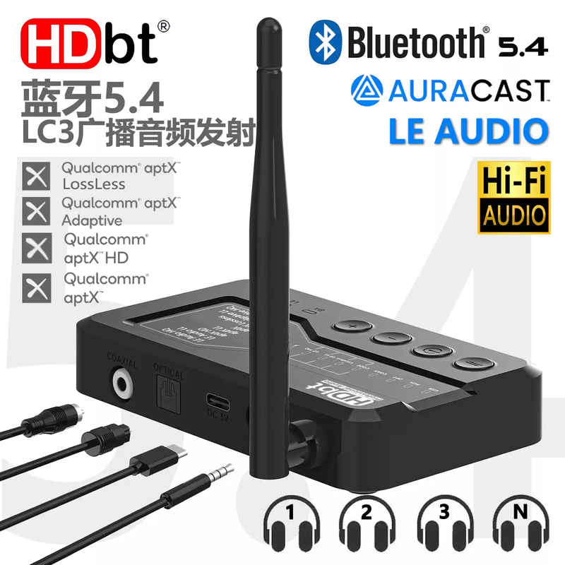Qualcomm QCC Core Bluetooth 5.4 Audio LC3 Transmitter APTXLOSSLESSHDAD Broadcast AURACAST B52MAX Family Portrait Bluetooth 5.4 Transmitter